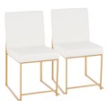 Lumisource High Back Fuji Dining Chair in Gold and White Faux Leather, PK 2 DC-HBFUJI AUW2